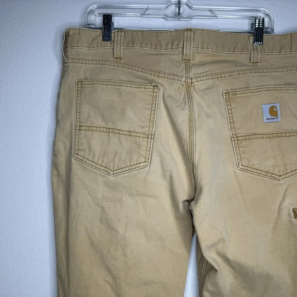 Carhartt Relaxed Fit Pants Size 38 x 30 Khaki Canvas 5‎ Pocket Workwear Rancher